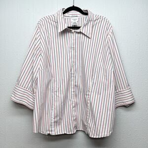 George Womens Shirt 26/28W Cotton Stretch Business Workwear Office Career Dressy